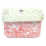 oilcloth bike basket liner in toile orange