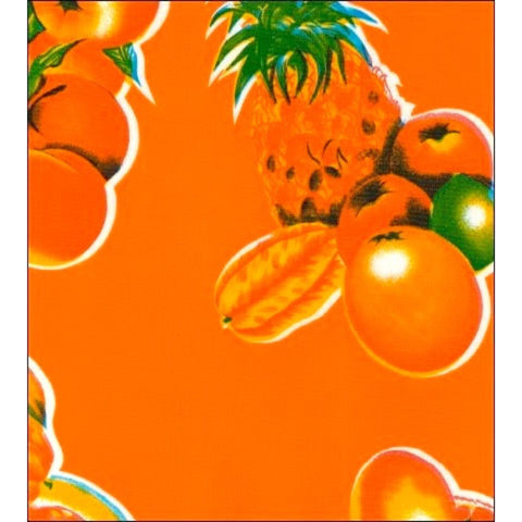 freckled sage tropical fruit orange oilcloth swatch