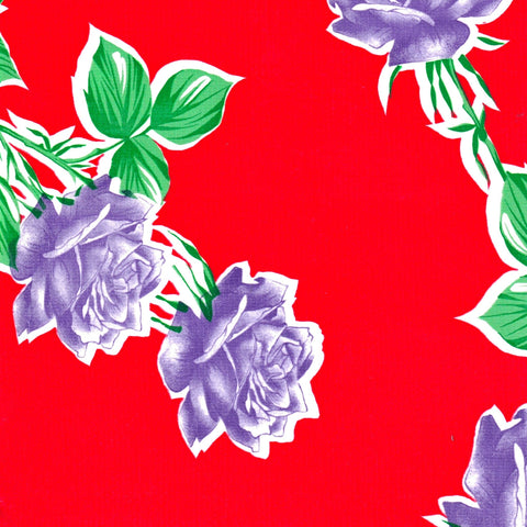 freckled sage vintage roses red oilcloth swatch