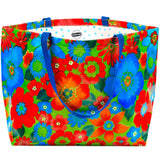 extra large oilcloth tote bag in betty's bunch lime green