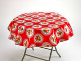 freckled sage round red doily tablecloth
