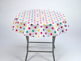 freckled sage round tablecloth big dots purple