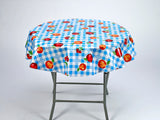 freckledsage.com light blue fruit and gingham tablecloth