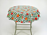 freckled sage green fruit and gingham round tablecloth