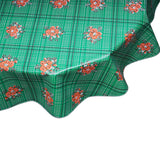 Round Oilcloth Tablecloth Bouquet green