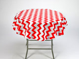 freckled sage red chevron round tablecloth