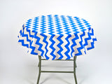 freckled sage blue chevron round tablecloth