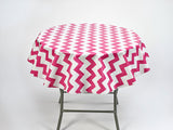 freckled sage round pink chevron tablecloth