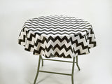 Freckled sage black chevron round tablecloth