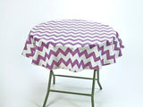 Freckled sage purple chevron round tablecloth