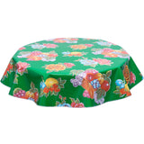 FreckledSage.com Round Tablecloth Lemons and Roses Green