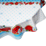 freckled sage watermelon light blue round tablecloth