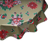 freckled sage round tablecloth christmas bells and bows on gold