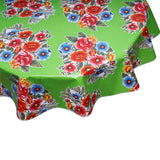 FreckledSage.com Round tablecloth Flower Bunch on Lime