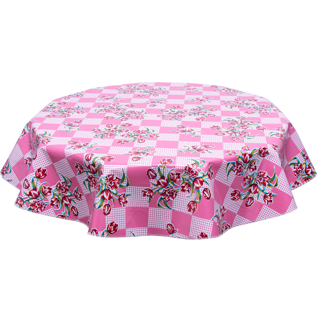 FreckledSage.com Round Tablecloth Tulips on Pink