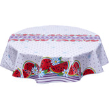 freckled sage round oilcloth tablecloth watermelon purple
