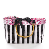 Freckled Sage Oilcloth Bamboo Bag Stripe Black