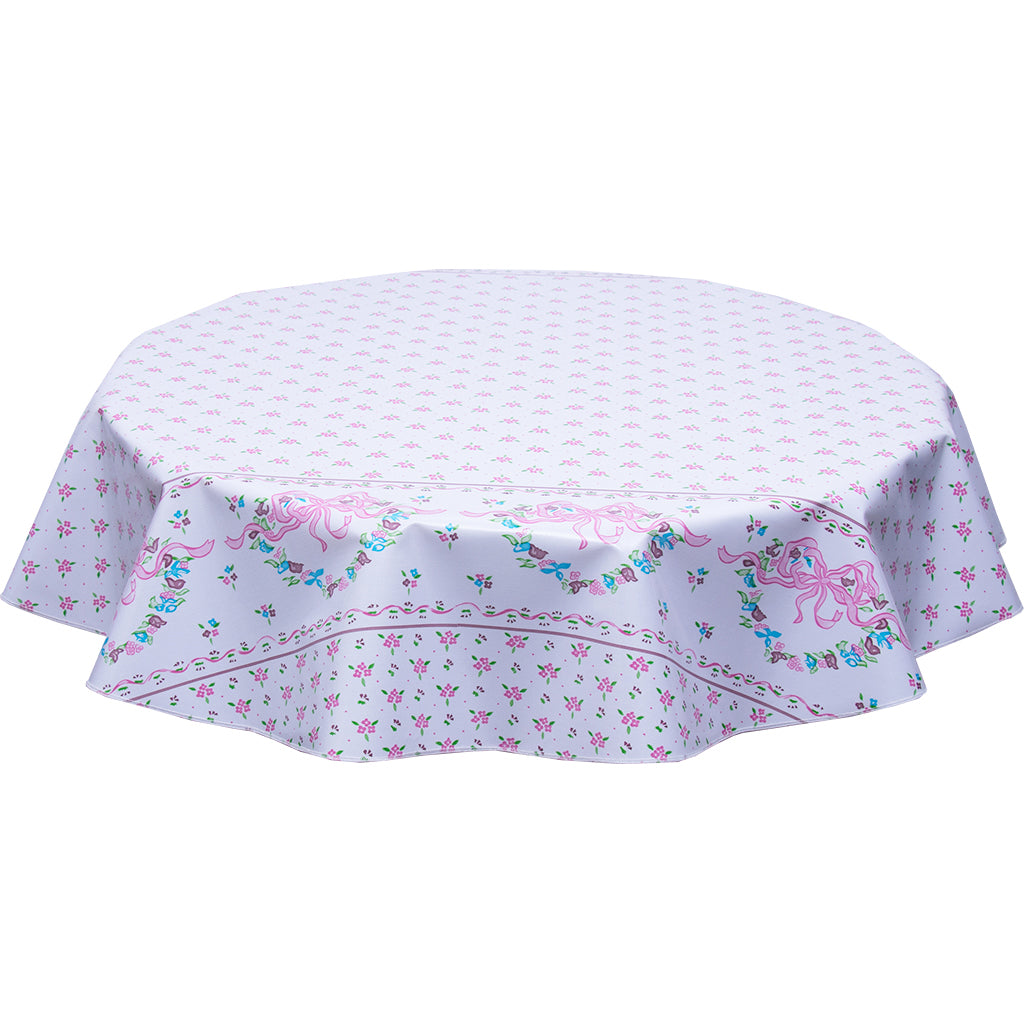 Round oilcloth Tablecloth tea Party pink