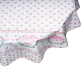 Tea party pink round oilcloth tablecloth