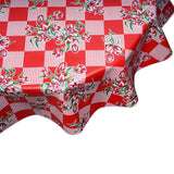 freckled sage tulip red round oilcloth tablecloth