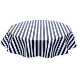 Round Oilcloth tablecloth in Black Stripes