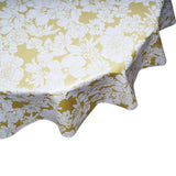 Round oilcloth Tablecloth Chelsea Flowers on Gold