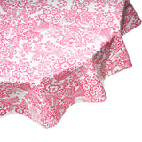 freckled sage pink toile round oilcloth tablecloth