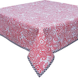 48 x 72 Toile Red Oilcloth Tablecloth with Black Trim