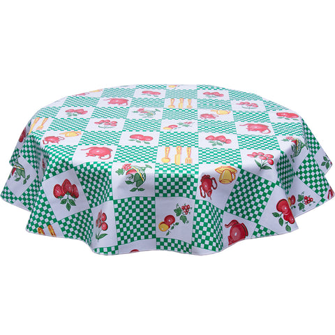freckled sage teapot green round oilcloth tablecloth