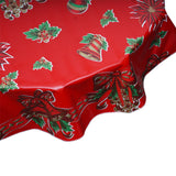 Round tablecloth Christmas bells and bows on red