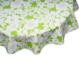 Round Oilcloth Tablecloth Chelsea Flowers on Lime