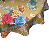Mum tan round oilcloth tablecloth