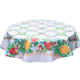 freckled sage yellow english roses round tablecloth