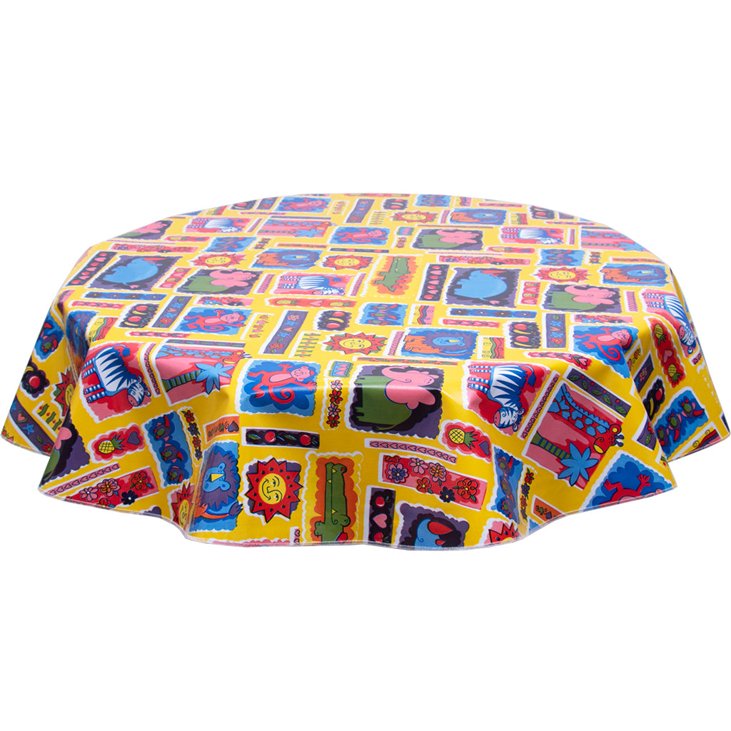 freckledsage.com round tablecloth Menagerie Yellow