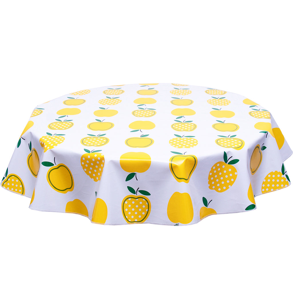 FreckledSage.com Round Tablecloth Apples and dots Yellow