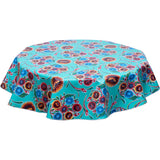 freckled sage bloom aqua round oilcloth tablecloth
