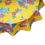 FreckledSage.com Round tablecloth Lemons and Roses Yellow