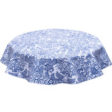 Round oilcloth tablecloth Blue Toile