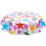 FreckledSage.com Round tablecloth hearts and stars orange & Pink