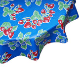 Freckled Sage Strawberry Blue round oilcloth tablecloth