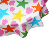 FreckledSage.com Hearts and Stars Pink and Orange Round Tablecloth