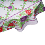 round tablecloth purple roses on solid white