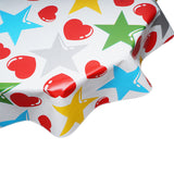 FreckledSage.com Round Tablecloth Hearts & Stars Red, Silver