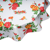 Roses on White Round Oilcloth Tablecloth