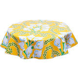 Round Oilcloth Tablecloth Calla Lily Yellow
