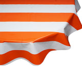 freckled sage wide stripe orange round tablecloth