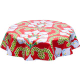 round oilcloth tablecloth Calla lily red