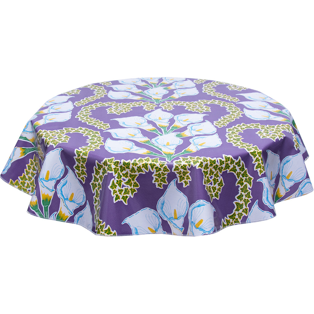 Calla Lily purple round oilcloth tablecloth