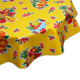 Round Oilcloth Tablecloth Fruit Basket Yellow