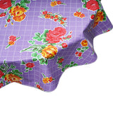 FreckledSage.com Round Tablecloth Rose & Grid Purple